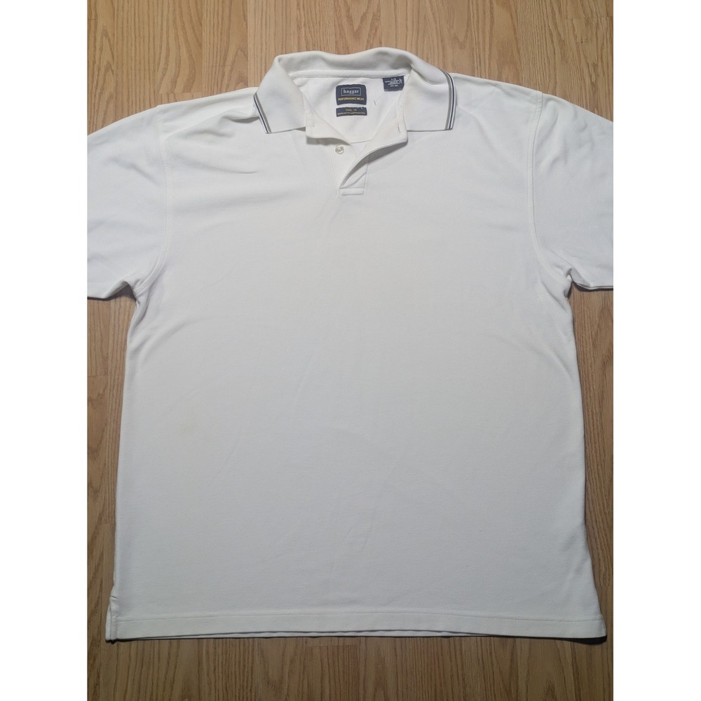 Haggar Mens Performance Wear Cool 18 Polo Shirt White Large